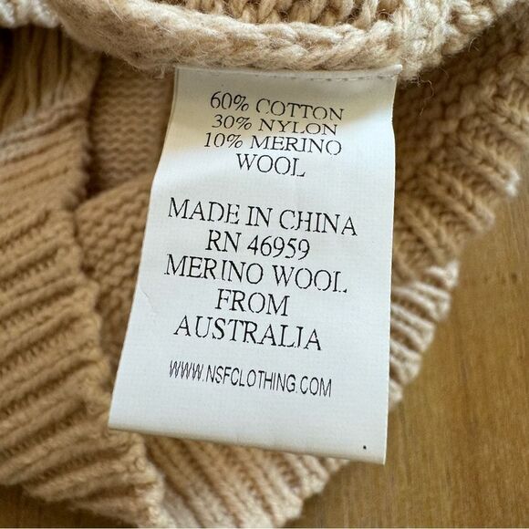 NSF Elsa Knit Sweater Distressed‎ Crewneck Pullover Beige & Gold Size 0 - Picture 8 of 11